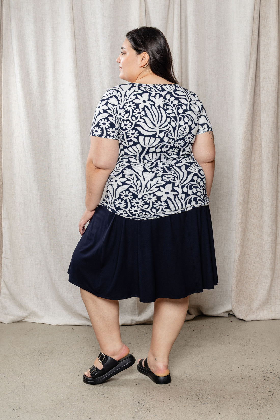 Jupe-short évasée - marine