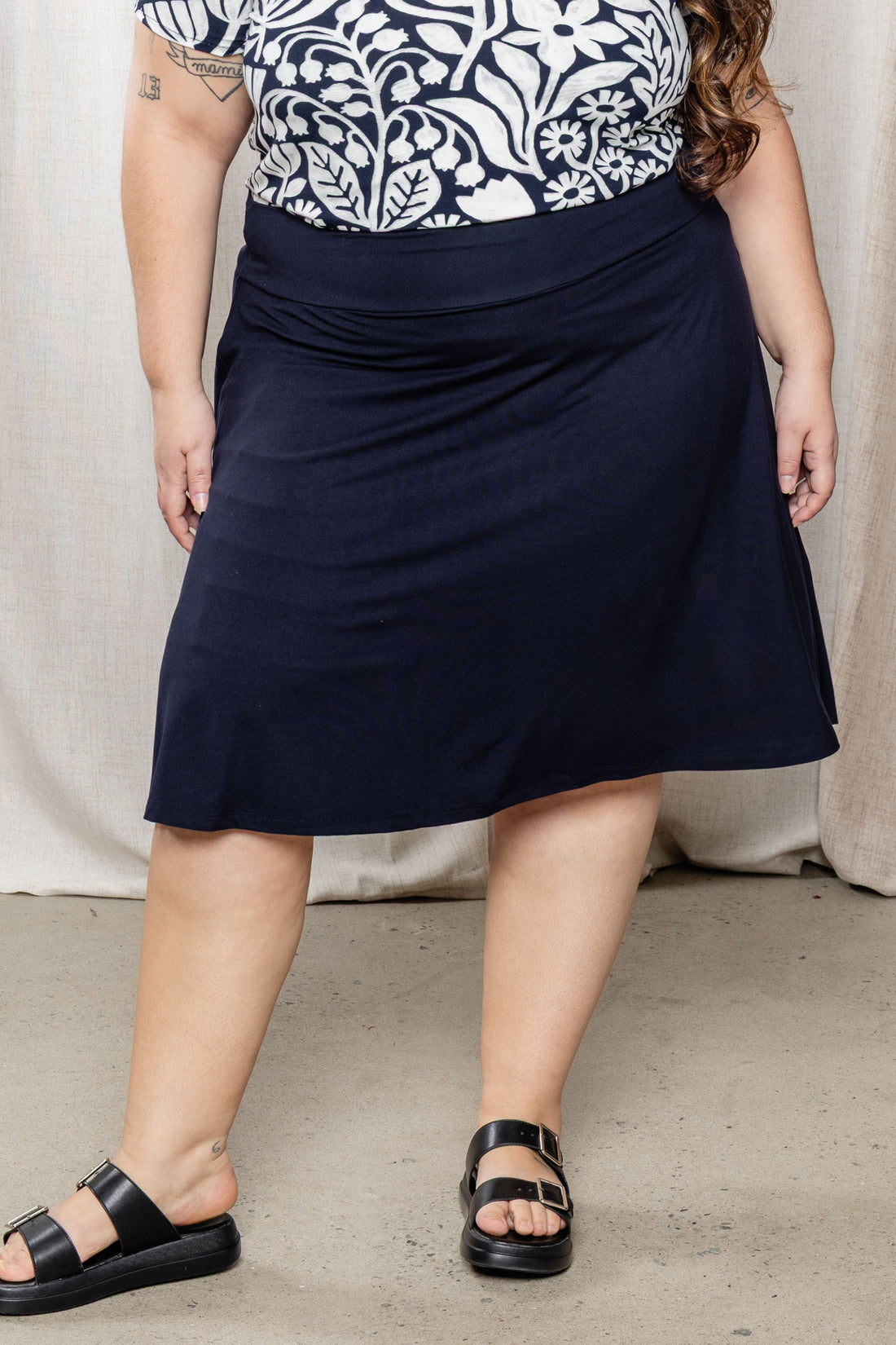 Jupe-short évasée - marine