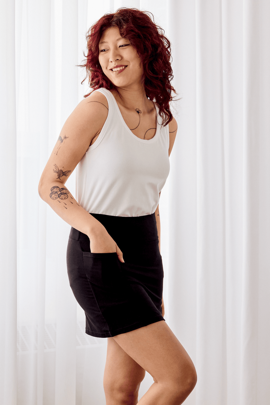 Jupe-short avec poche - noir