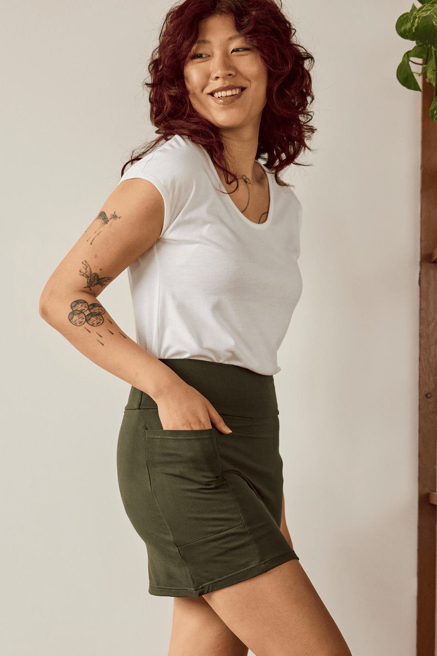 Jupe-short avec poche - romarin