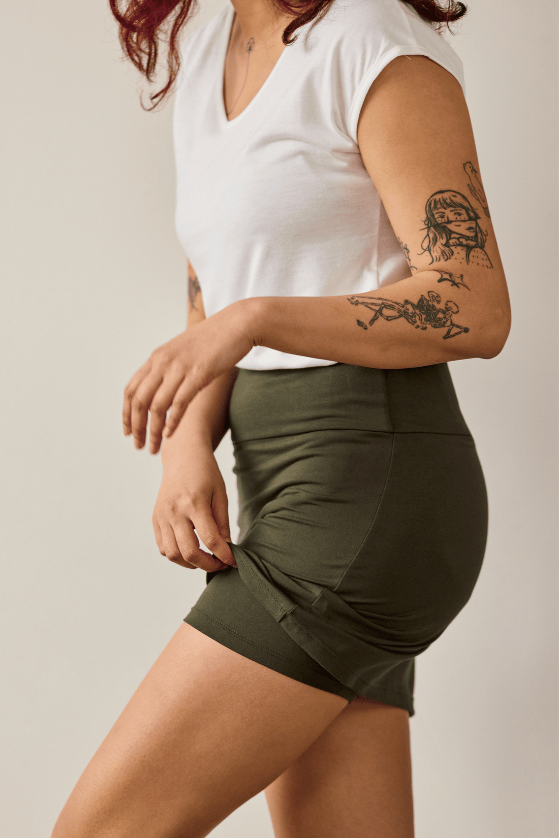 Jupe-short avec poche - romarin