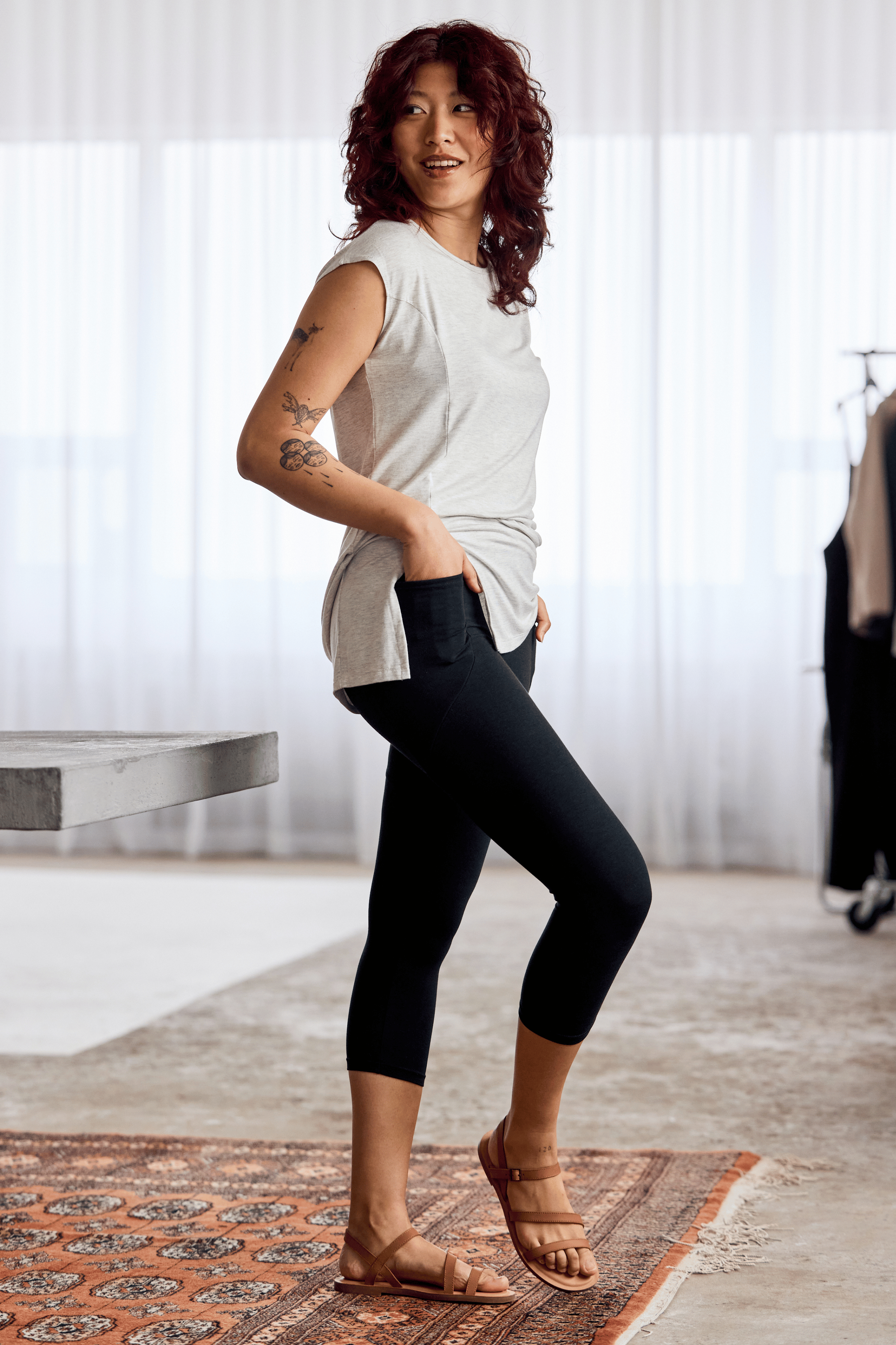 Legging capri naturel - noir