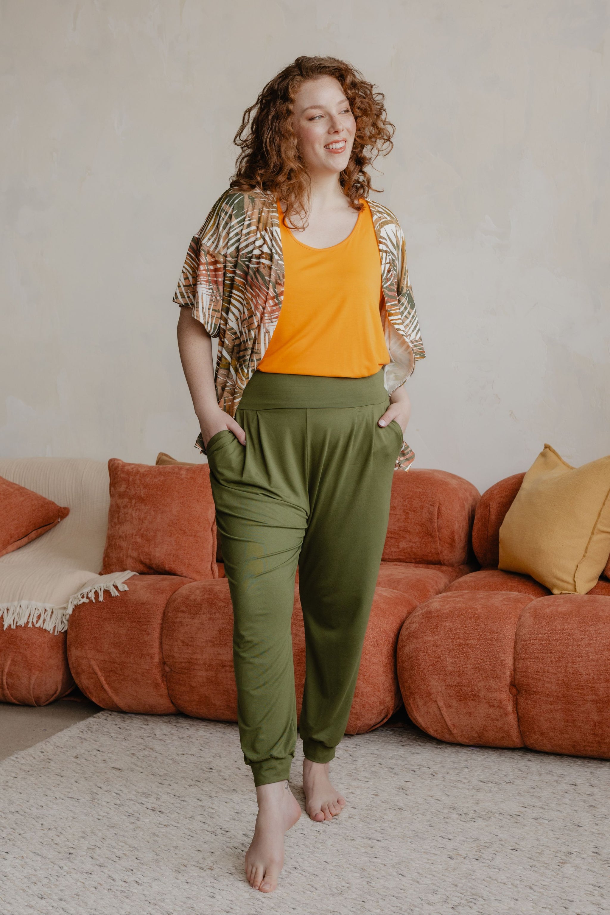 Pantalon ample avec poches - cactus