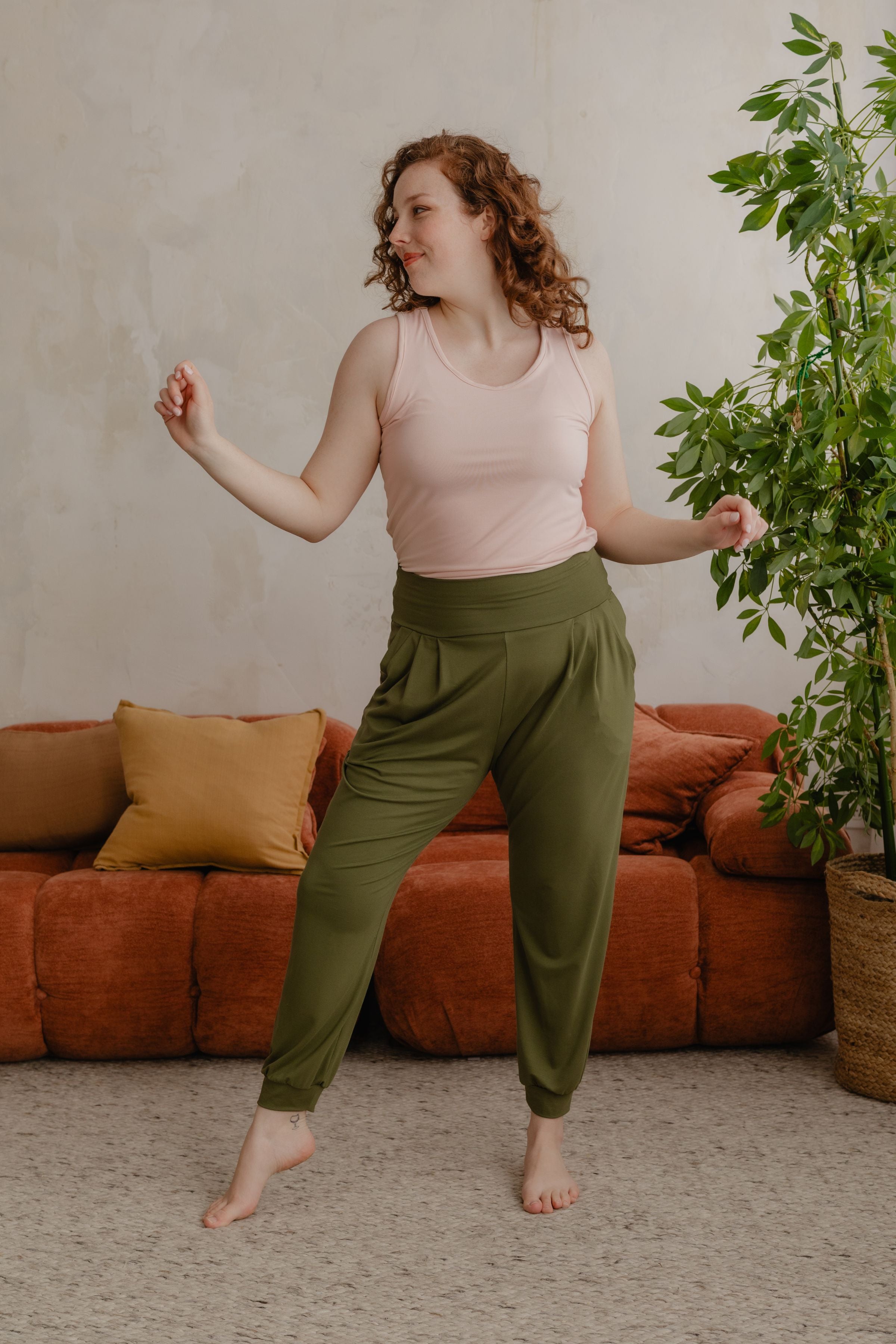 Pantalon ample avec poches - cactus