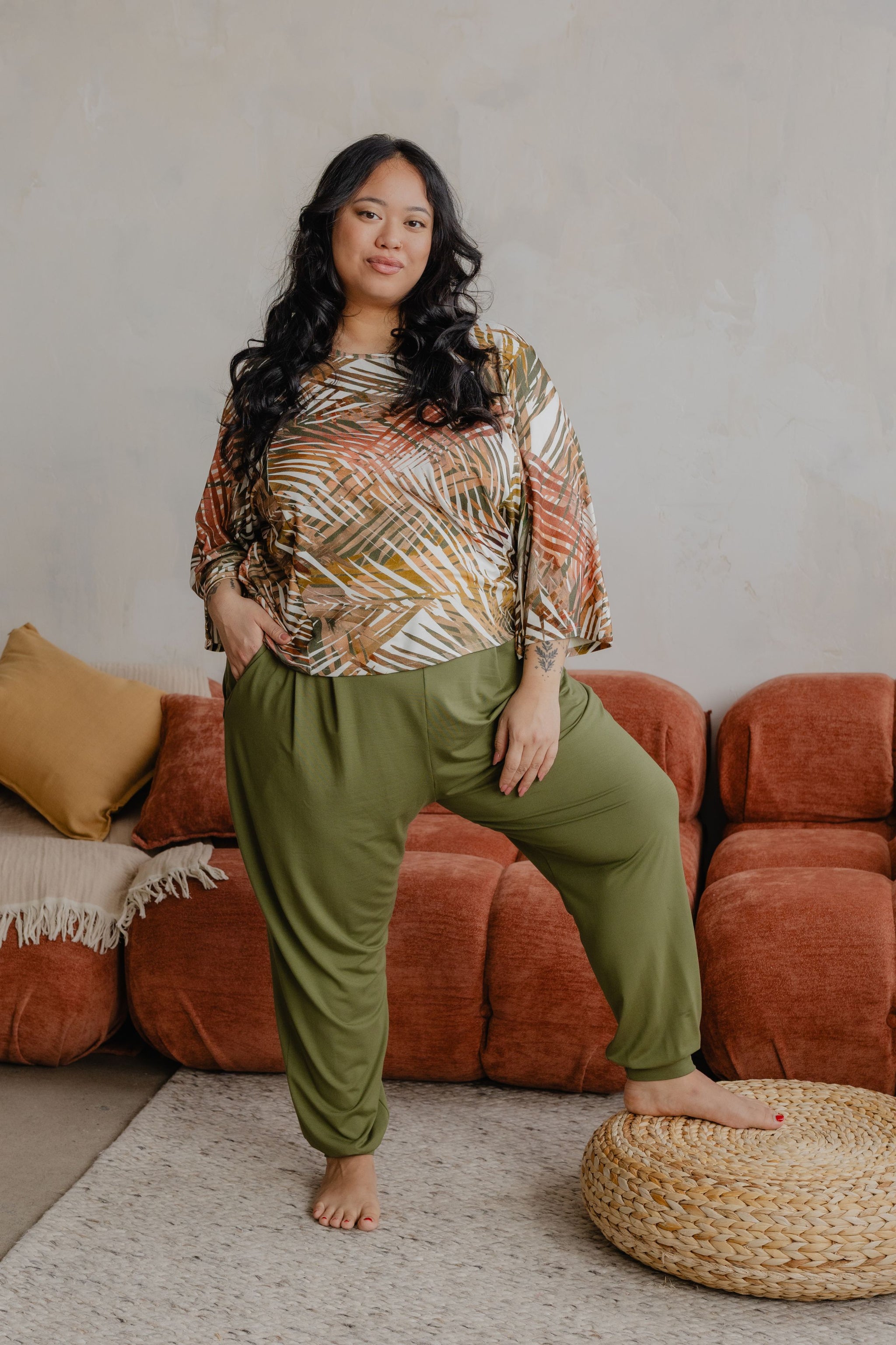 Pantalon ample avec poches - cactus