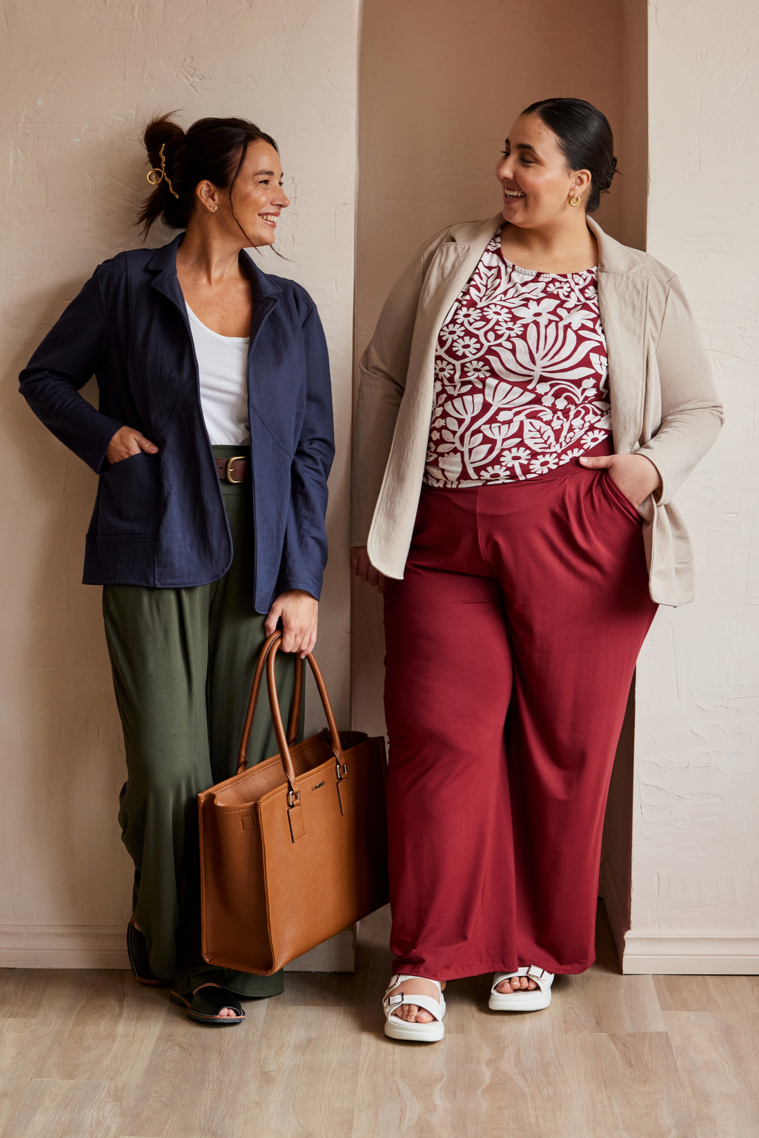 Pantalon large à plis creux - carmin