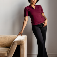 Pantalon habillé avec poches jambe semi-évasée - noir