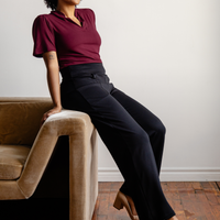 Pantalon habillé avec poches jambe semi-évasée - noir