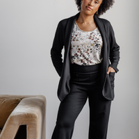 Pantalon habillé avec poches jambe semi-évasée - noir