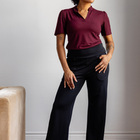 Pantalon habillé avec poches jambe semi-évasée - noir