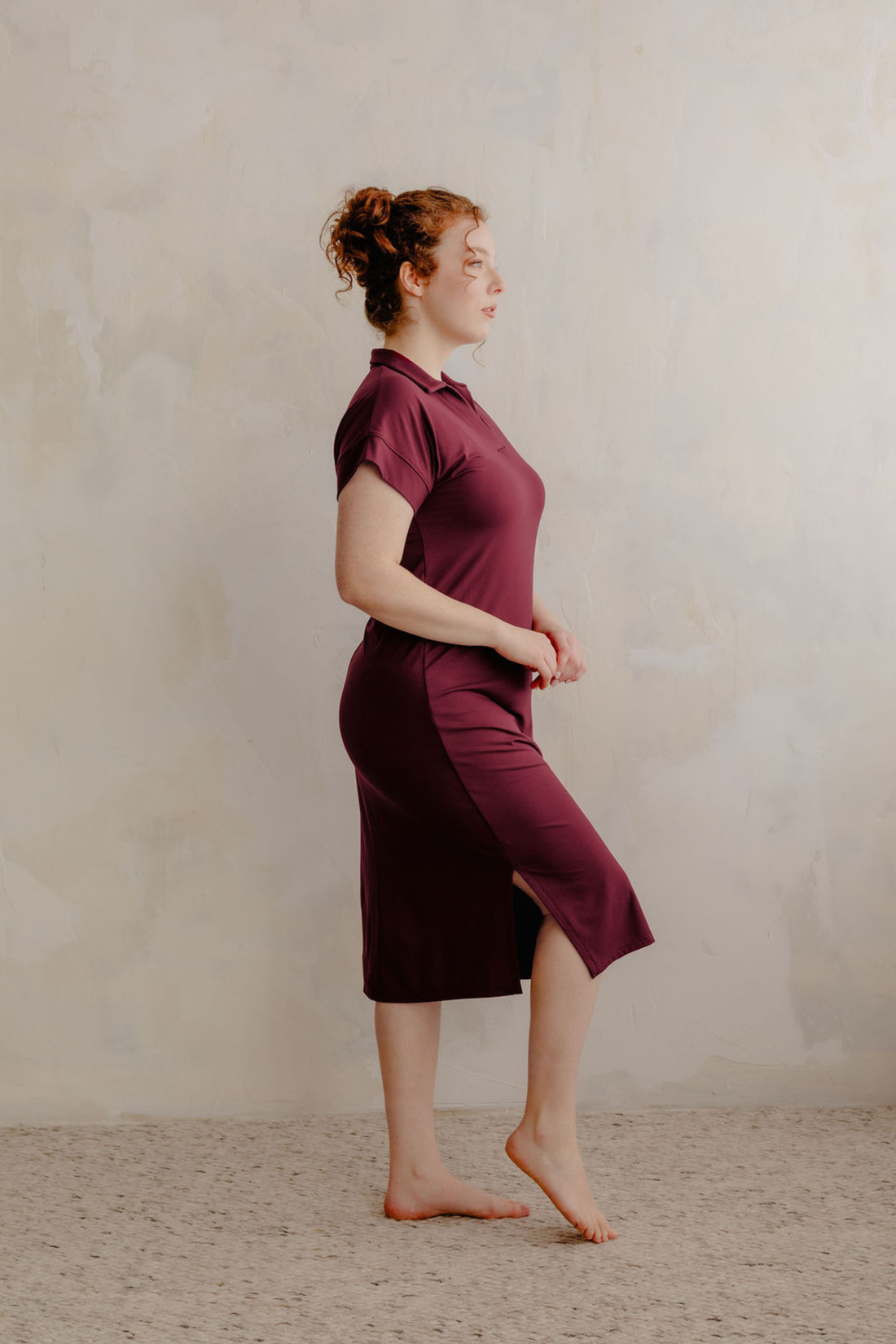 Robe polo midi - amarante