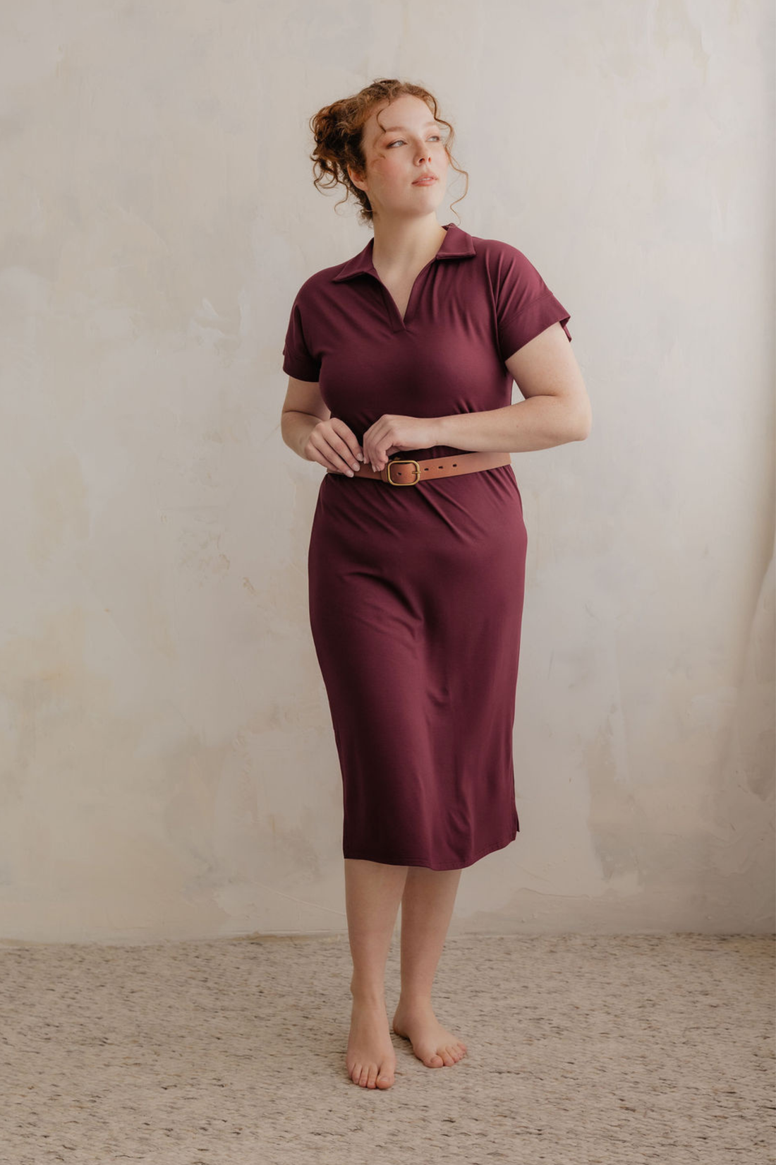 Robe polo midi - amarante