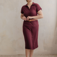 Robe polo midi - amarante