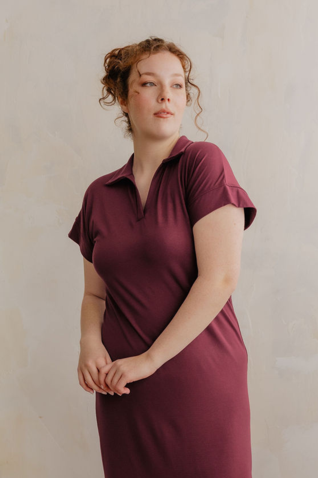 Robe polo midi - amarante