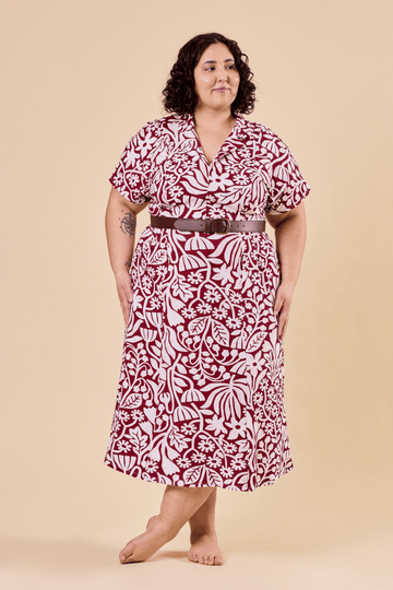 Robe midi à col chemise - camélia