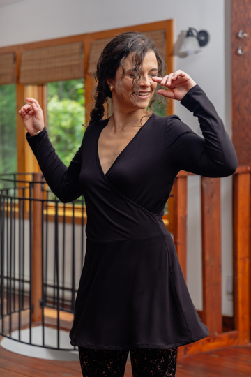 Tunique bohème manches longues - noir