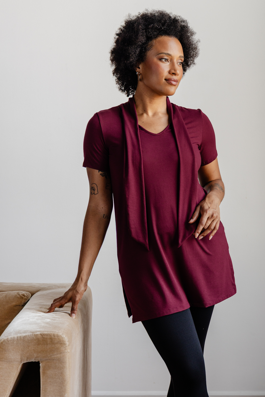 Tunique lavallière - amarante