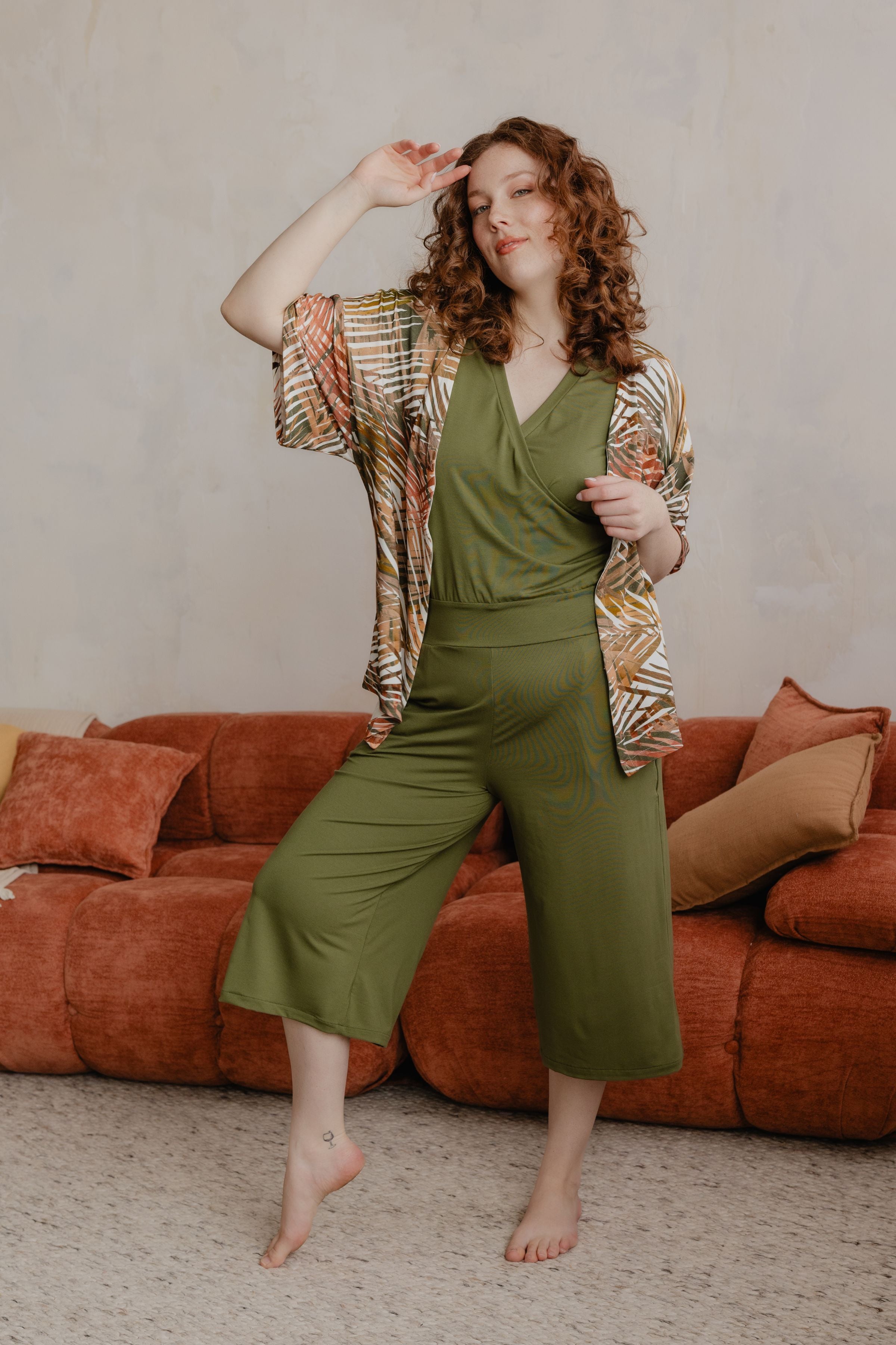 Veste kimono - palmiers