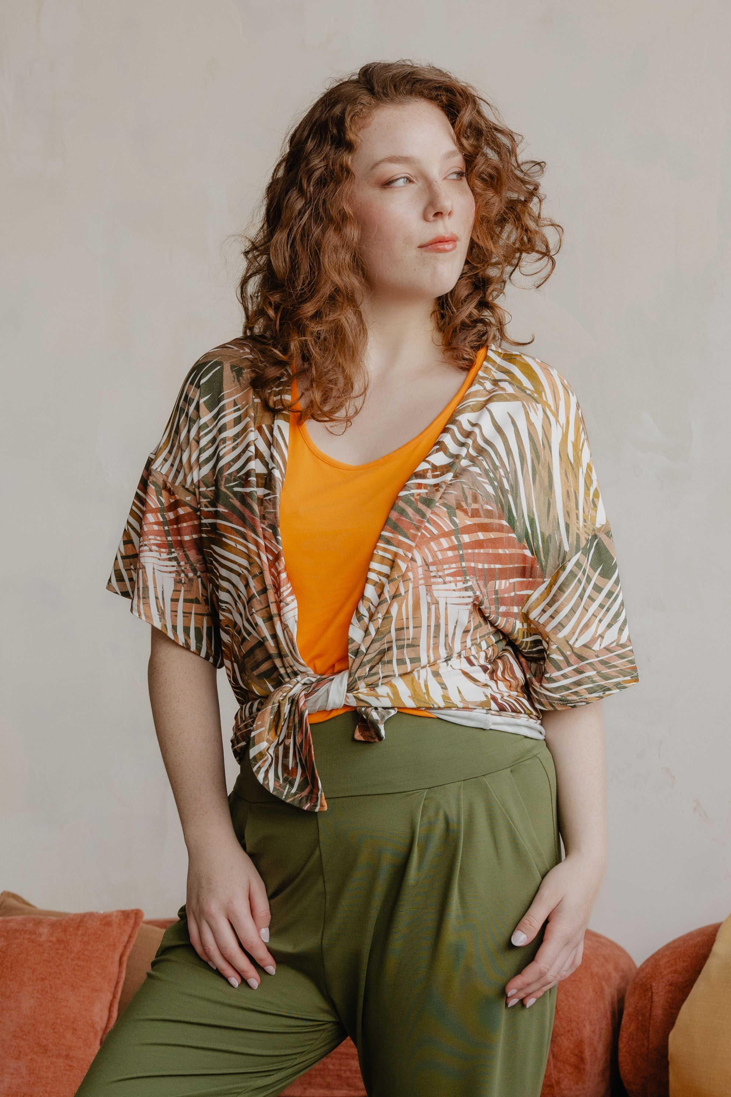 Veste kimono - palmiers