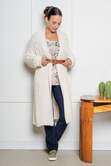 Veste réconfortante maille torsadée - crème