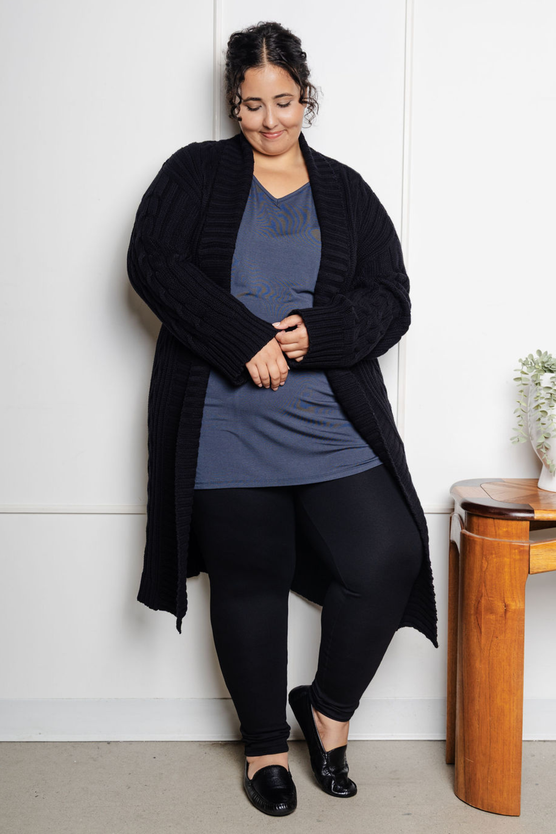 Veste réconfortante maille torsadée - noir