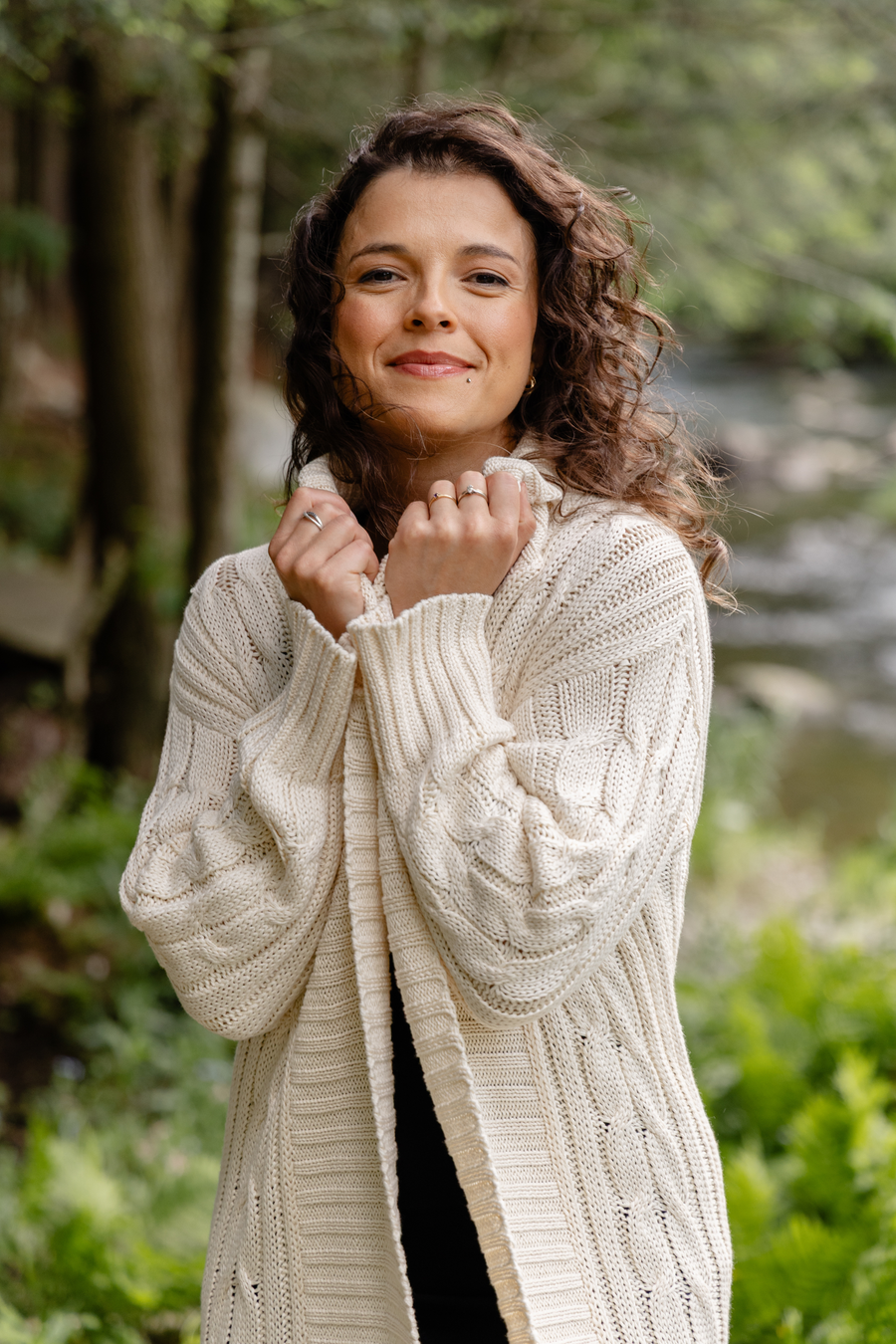 PRÉCOMMANDE - Veste réconfortante maille torsadée - crème