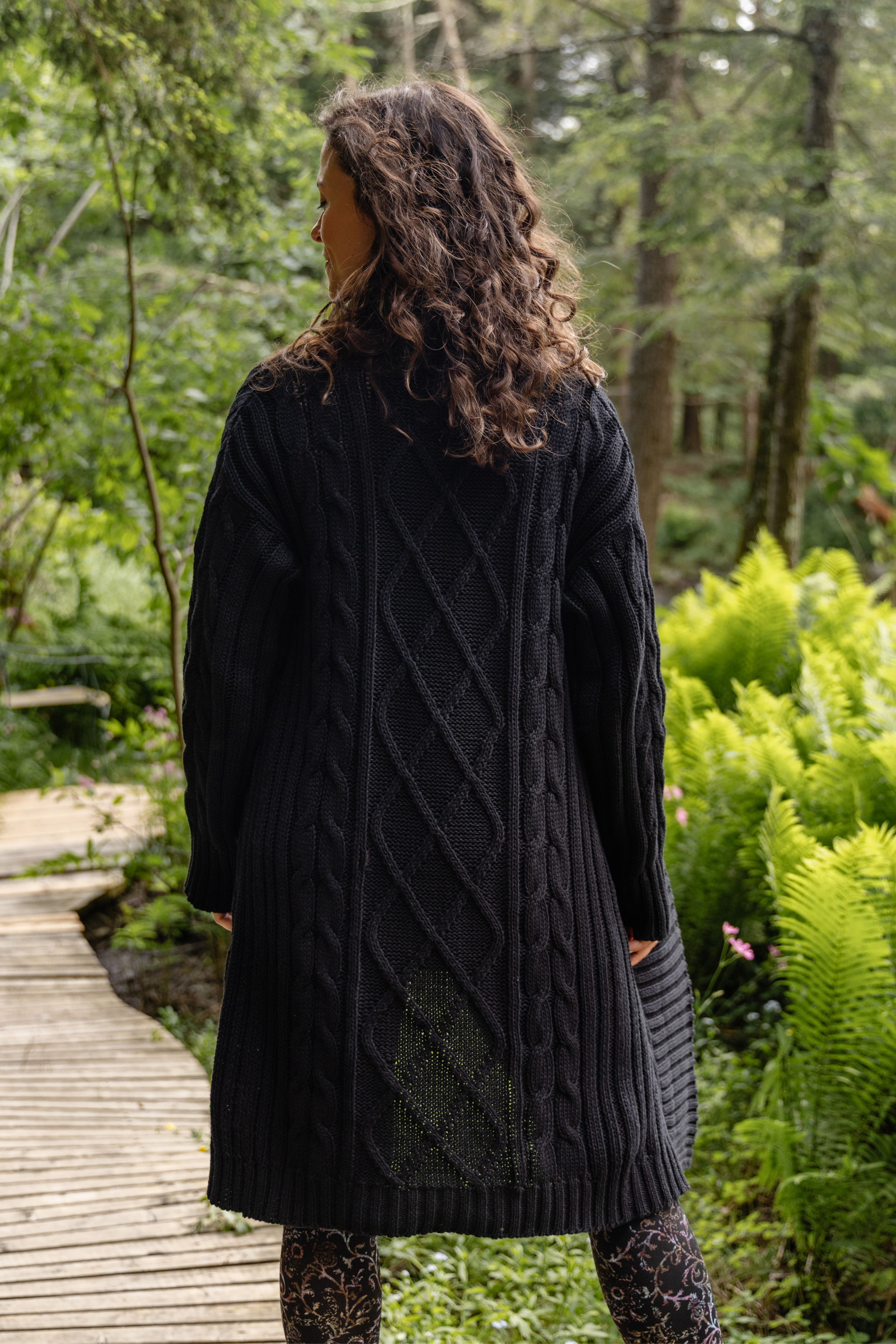 Veste réconfortante maille torsadée - noir