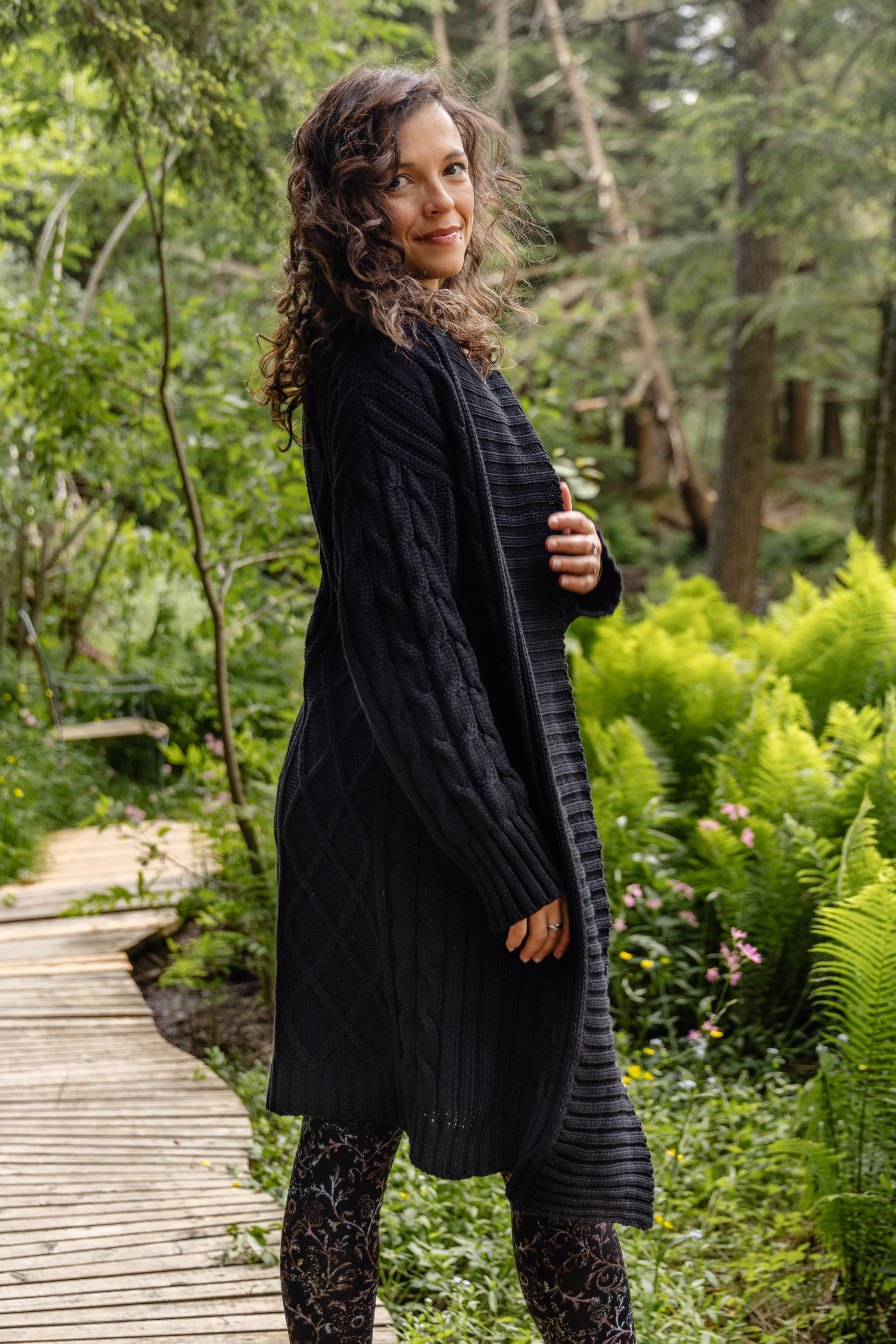 Veste réconfortante maille torsadée - noir