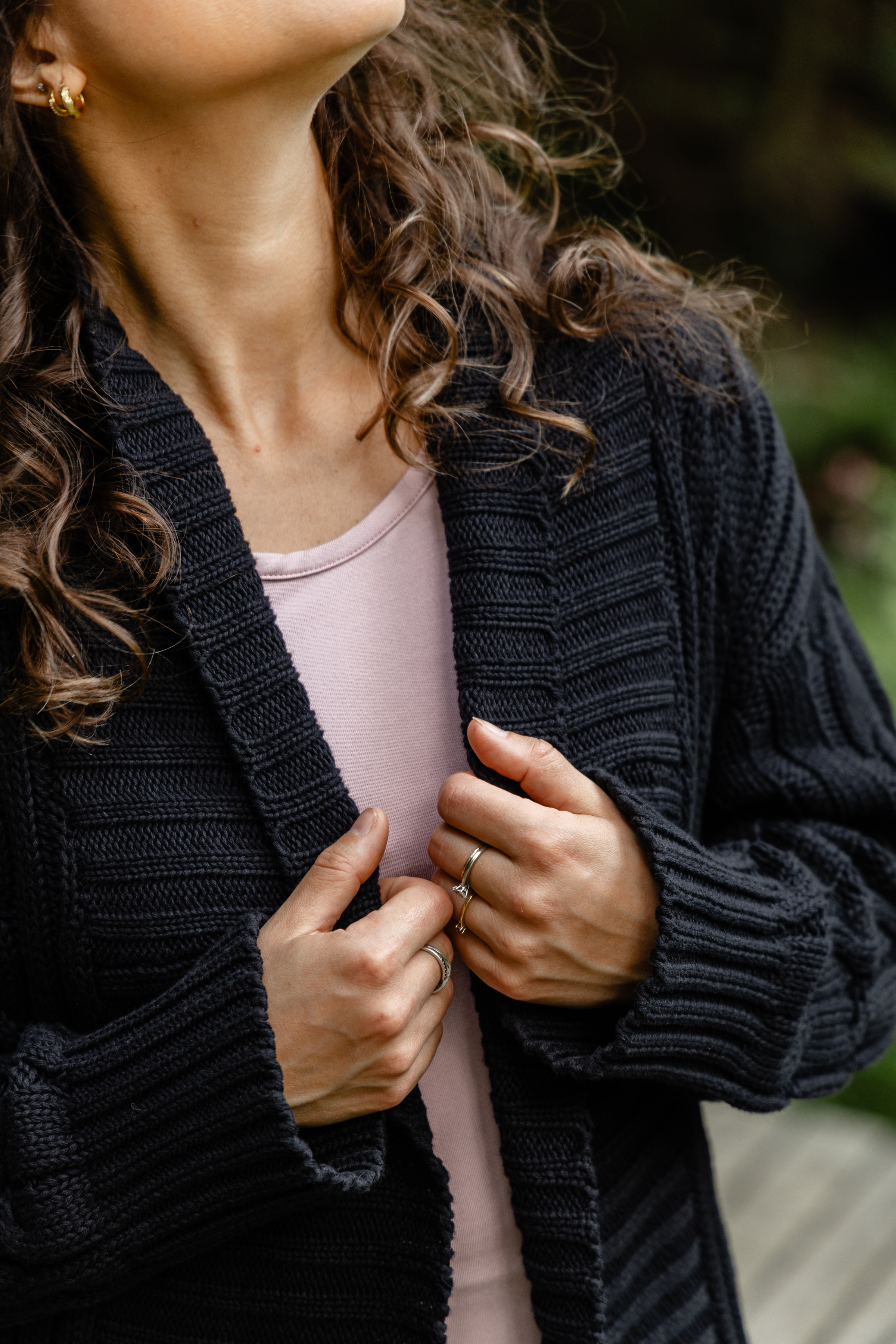 Veste réconfortante maille torsadée - noir
