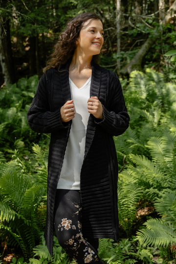 PRÉCOMMANDE - Veste réconfortante maille torsadée - noir