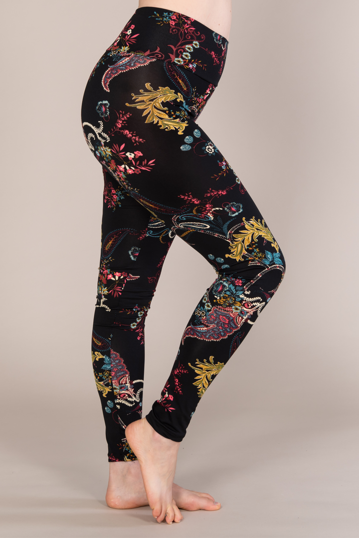 Legging coloré super doux pour femme avec motif floral mandala, BLANC,  TT-Grand : : Mode